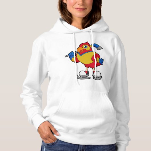 Papagei beim Eishockey mit Eishockeystick Hoodie (Vorderseite)