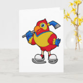 Papagei beim Eishockey mit Eishockeystick Karte (Gelbe Blume)