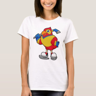 Papagei beim Eishockey mit Eishockeystick T-Shirt