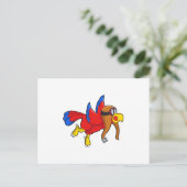 Papagei beim Fliegen als Pilot Postkarte (Stehend Vorderseite)