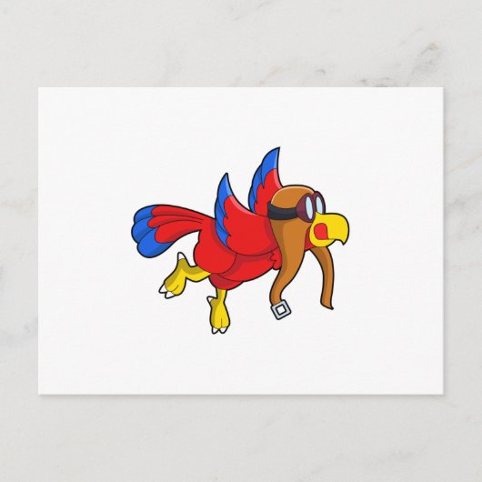 Papagei beim Fliegen als Pilot Postkarte (Vorderseite)