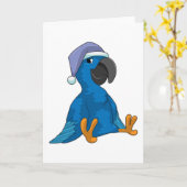 Papagei beim Schlafen mit Nachtmütze Karte (Gelbe Blume)