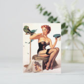 Papagei-Button Postkarte (Stehend Vorderseite)