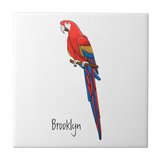 Papagei-Cartoon Fliese (Vorderseite)