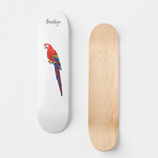 Papagei-Cartoon Skateboard (Vorderseite)