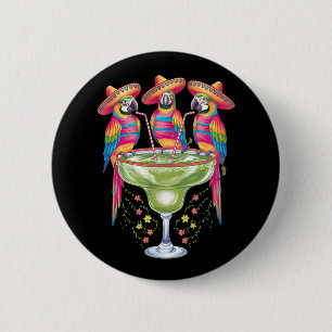 Papagei Cinco De Mayo Lustiger Trinkender Mexikani Button