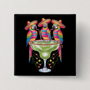 Papagei Cinco De Mayo Lustiger Trinkender Mexikani Button