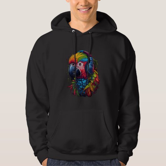 Papagei DJ mit Kopfhörern afrikanische Papageien Hoodie (Vorderseite)