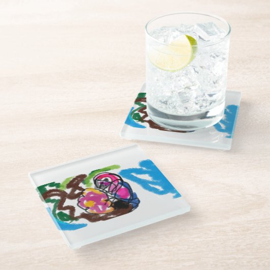 Papagei Glasuntersetzer (Schrägansicht)