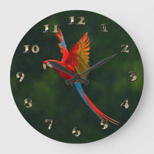Papagei Große Wanduhr
