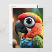 Papagei im Dschungelanime, Postüberqueren der Post Postkarte (Vorne/Hinten)