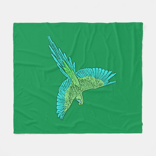 Papagei im Flug, Jade Green und Türkis Fleecedecke (Vorderseite (Horizontal))