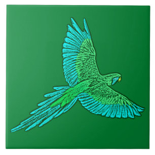 Papagei im Flug, Jade Green und Türkis Fliese