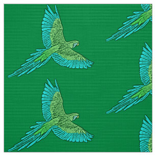 Papagei im Flug, Jade Green und Türkis Stoff