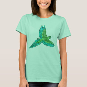 Papagei im Flug, jade Grün und Türkis T-Shirt