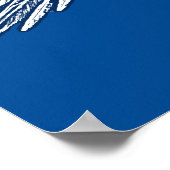 Papagei im Flug, Kobalt Blau und Weiß Poster (Ecke)