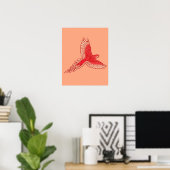 Papagei im Flug, Korallenorange und Creme Poster (Heimbüro)