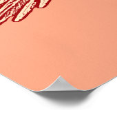 Papagei im Flug, Korallenorange und Creme Poster (Ecke)