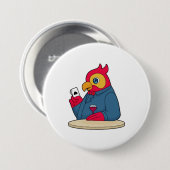 Papagei im Poker mit Poker-Karten Button (Vorne & Hinten)