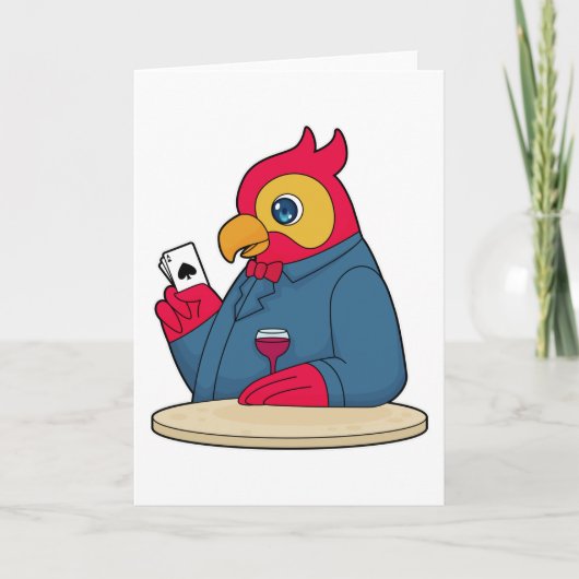 Papagei im Poker mit Poker-Karten Karte (Vorderseite)