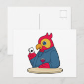 Papagei im Poker mit Poker-Karten Postkarte (Vorne/Hinten)