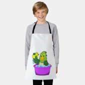 Papagei in der Badewanne mit Duck Schürze (Getragen)