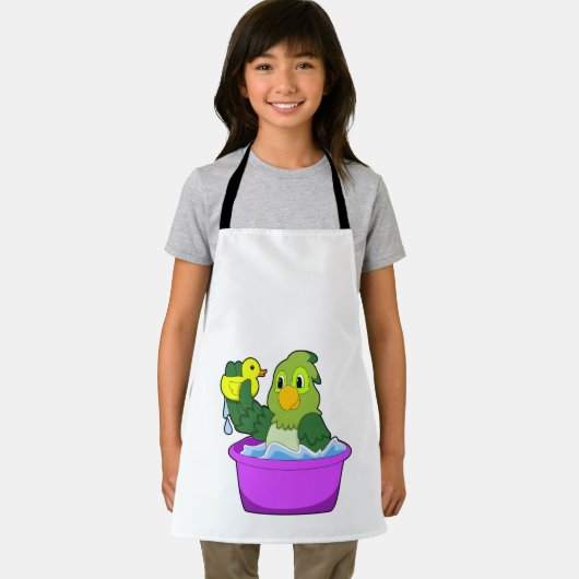 Papagei in der Badewanne mit Duck Schürze (Insitu)