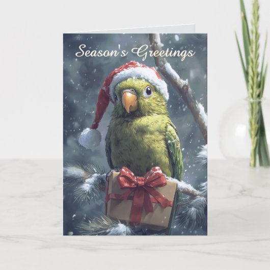 Papagei in der Weihnachtsmannmütze Weihnachtskarte Karte (Vorderseite)