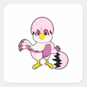 Papagei in Ei mit Eggshell.PNG Quadratischer Aufkleber