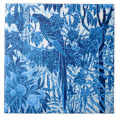 Papagei in einer Dschungelatmosphäre, Indigoblau u Fliese (Vorderseite)