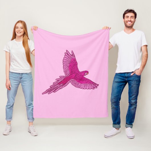 Papagei in Flight, Fuchsia und Eispink Fleecedecke (Beispiel)