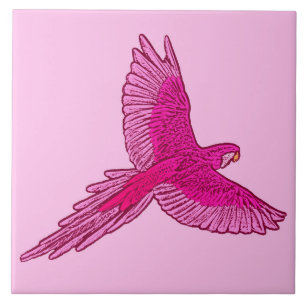 Papagei in Flight, Fuchsia und Eispink Fliese