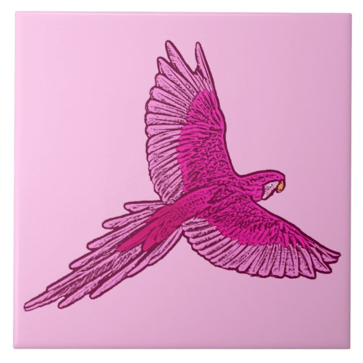 Papagei in Flight, Fuchsia und Eispink Fliese (Vorderseite)