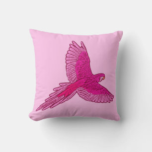 Papagei in Flight, Fuchsia und Eispink Kissen