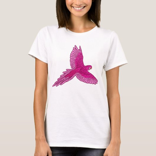 Papagei in Flight, Fuchsia und Eispink T-Shirt (Vorderseite)