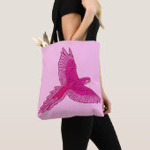 Papagei in Flight, Fuchsia und Eispink Tasche (Von Nahem)