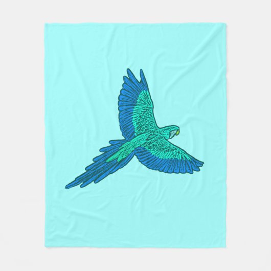 Papagei in Flug, Aqua und Cobalt Blue Fleecedecke (Vorderseite)