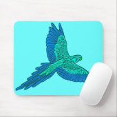 Papagei in Flug, Aqua und Cobalt Blue Mousepad (Mit Mouse)