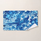 Papagei in Jungle-Umgebung, Indigoblau und Weiß Badhandtuch Set (Handtuch)