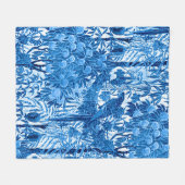 Papagei in Jungle-Umgebung, Indigoblau und Weiß Fleecedecke (Vorderseite (Horizontal))