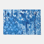 Papagei in Jungle-Umgebung, Indigoblau und Weiß Fußmatte (Vorderseite)