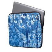 Papagei in Jungle-Umgebung, Indigoblau und Weiß Laptopschutzhülle (Vorderseite Links)