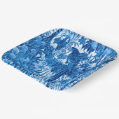 Papagei in Jungle-Umgebung, Indigoblau und Weiß Pappteller (Gewinkelt)