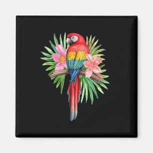 Papagei in tropischen Blumen Sommer Strand Tiki-Pa Magnet