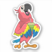 Papagei & Kokosnuss mit Trinkstroh Aufkleber (Vorderseite)