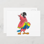Papagei & Kokosnuss mit Trinkstroh Postkarte (Vorne/Hinten)