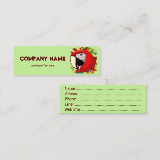 Papagei Mini Visitenkarte (Vorne/Hinten)