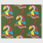 Papagei mit Aktenkoffer Geschenkpapier (Flach)