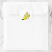 Papagei mit Banane Quadratischer Aufkleber (Tasche)