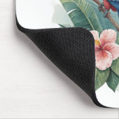 Papagei mit Blumen Mousepad (Ecke)
